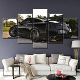 Black Nissan GT-R Luxury Sports Car 5 Piece Canvas Wall Art Painting Wallpaper Poster Picture Print Photo Decor