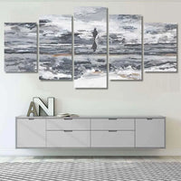 Wanderer Away Grey Abstract Landscape 5 Piece Canvas Wall Art Painting Wallpaper Poster Picture Print Photo Decor