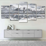 Wanderer Away Grey Abstract Landscape 5 Piece Canvas Wall Art Painting Wallpaper Poster Picture Print Photo Decor