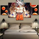 Dragon Ball Z Ultra Instinct Goku Anime 5 Piece Canvas Wall Art Painting Wallpaper Poster Picture Print Photo Decor