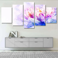Watercolor Abstract Vibrant Lotus Flower 5 Piece Canvas Wall Art Painting Wallpaper Poster Picture Print Photo Decor