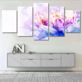 Watercolor Abstract Vibrant Lotus Flower 5 Piece Canvas Wall Art Painting Wallpaper Poster Picture Print Photo Decor