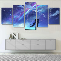 Your Name Japanese Romantic Anime Starry Sky 5 Piece Canvas Wall Art Painting Wallpaper Poster Picture Print Photo Decor