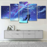 Your Name Japanese Romantic Anime Starry Sky 5 Piece Canvas Wall Art Painting Wallpaper Poster Picture Print Photo Decor