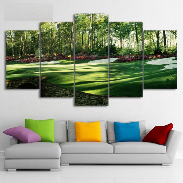 Campo de golf enmarcado 5 piezas lienzo arte de la pared pintura papel tapiz cartel imagen impresión foto decoración 