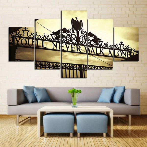 You'll Never Walk Alone Anfield Stadium Liverpool England UK United Kingdom Britain Football Soccer 5 Piece Canvas Wall Art Painting Wallpaper Poster Picture Print Photo Decor