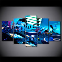DJ Playing Framed 5 Piece Music Canvas Wall Art Painting Wallpaper Poster Picture Print Photo Decor