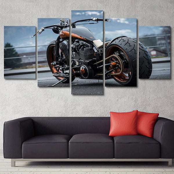 Moto de carreras, motocicleta enmarcada, 5 piezas, lienzo, arte de pared, pintura, papel tapiz, póster, imagen impresa, decoración fotográfica 