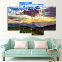 Cloudy Sky Sunset 4 Piece Canvas Wall Art Images Pictures Of Sunsets Wallpaper Mural Design Artwork Poster Decor Prints Gift Painting Photos