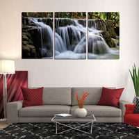 Beautiful Tropical Waterfall 3 Piece Canvas Wall Art Image Picture Wallpaper Mural Decoration Artwork Poster Photo Decor Print Gift Painting