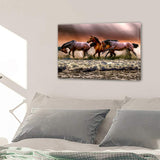 Wild Horses On Ocean Beach Framed Canvas Wall Art Images Pictures Of Horses Wallpaper Photography Paintings Posters Decor Photos Prints Gift