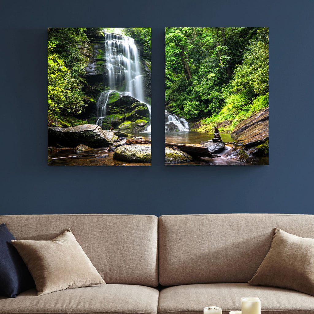 2 Piece Waterfall Canvas Wall Art Pictures Wallpaper Murals Decoration