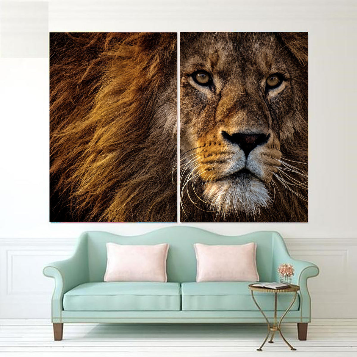 2 Piece Lion Canvas Wall Art Pictures Of Lions Wallpaper Murals Decora ...