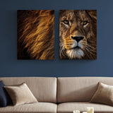 2 piezas de lienzo de león para pared, imágenes de leones, papel pintado, murales, decoración, diseño, obras de arte, póster, fotos, decoración, impresión, regalo, pintura, fotografía, imágenes 