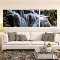 Beautiful Tropical Waterfall 3 Piece Canvas Wall Art Image Picture Wallpaper Mural Decoration Artwork Poster Photo Decor Print Gift Painting