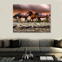 Wild Horses On Ocean Beach Framed Canvas Wall Art Images Pictures Of Horses Wallpaper Photography Paintings Posters Decor Photos Prints Gift