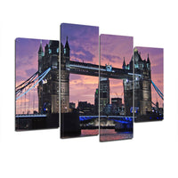 London Bridge England 4 Piece Canvas Wall Art Image Pictures Of London Wallpaper Mural Design Artwork Poster Decor Print Gift Painting Photo