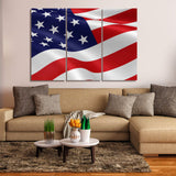 Patriotic USA American Flag 1, 2, 3, 4 & 5 Piece Multi Panel Canvas Wall Art United States Decor Poster Print Artwork Wallpaper Pictures Art