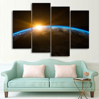 Planet Earth World Sunrise 1, 2, 3, 4 & 5 Piece Space Canvas Wall Art Decor Poster Image Photo Prints Artwork Wallpaper Pictures Multi Panel