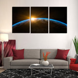 Planet Earth World Sunrise 1, 2, 3, 4 & 5 Piece Space Canvas Wall Art Decor Poster Image Photo Prints Artwork Wallpaper Pictures Multi Panel