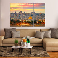 Jerusalem Israel Temple Mount Wailing Wall Jewish Religious Dome Of The Rock Haram al Sharif 1, 2, 3, 4 & 5 Framed Canvas Wall Art Painting Wallpaper Poster Picture Print Photo Decor