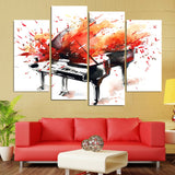 Piano colorido arte abstracto música enmarcado 4 piezas lienzo arte de la pared pintura papel tapiz póster imagen impresión foto decoración 
