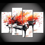 Piano colorido arte abstracto música enmarcado 4 piezas lienzo arte de la pared pintura papel tapiz póster imagen impresión foto decoración 