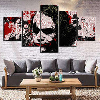 Heath Ledger Joker Batman abstracto enmarcado 5 piezas película lienzo arte de la pared pintura papel tapiz póster imagen impresión foto decoración 