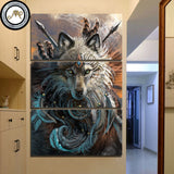 Wolf Warrior by Sunima MysteryArt Framed 3 Piece Animal Canvas Wall Art Painting Wallpaper Decor Poster Picture Print