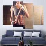 Fitness Girl Exercise Workout Gym Woman Framed 4 Piece Canvas Wall Art Painting Wallpaper Decor Poster Picture Print