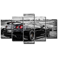 Nissan GTR Sports Race Car Framed 5 Piece Canvas Wall Art Painting Wallpaper Poster Picture Print Photo Decor