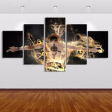 Flaming Rock Star Framed 5 Piece Music Canvas Wall Art Image Picture Wallpaper Mural Artwork Poster Decor Print Painting Photography
