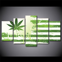 Marijuana USA Flag Cannabis Ganja Weed 420 Framed 5 Piece Canvas Wall Art Painting Wallpaper Poster Picture Print Photo Decor