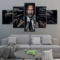 John Wick Keanu Reeves Movie Framed 5 Piece Movie Canvas Wall Art Painting Wallpaper Poster Picture Print Photo Decor