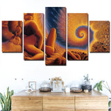 Immortal Fibonacci Love Spiral Of Time & Space Framed 5 Piece Canvas Abstract Wall Art Painting Wallpaper Poster Picture Print Photo Decor
