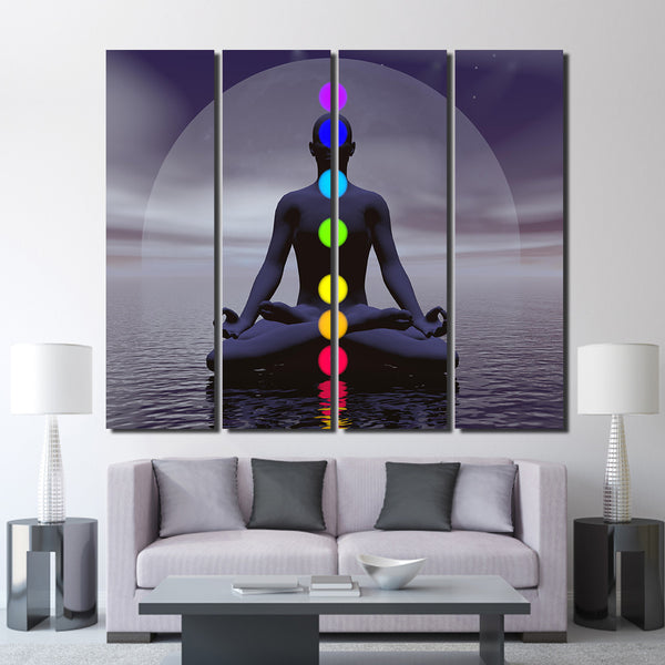 Yoga Meditation Chakra Hindu Buddha Zen Framed 4 Piece Canvas Wall Art ...