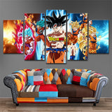 Anime Dragon Ball Z Goku Cartoon Framed 5 Piece Canvas Wall Art Painting Wallpaper Poster Picture Print Photo Decor