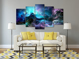 Colorful Storm Clouds Framed 5 Piece Abstract Canvas Wall Art Image Picture Wallpaper Mural Artwork Poster Decor Print Painting Photography