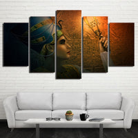 Queen of Egypt Framed 5 Piece Egyptian Hieroglyph Canvas Wall Art Painting Wallpaper Poster Picture Print Photo Decor