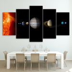 Solar System Sun & Planets Space Astronomy Framed 5 Piece Canvas Wall Art Painting Wallpaper Poster Picture Print Photo Decor