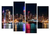 NYC USA Paisaje urbano nocturno de la ciudad de Nueva York Enmarcado 4 piezas Estados Unidos de América Lienzo Arte de la pared Pintura Papel tapiz Decoración Póster Impresión de imagen 