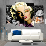 Marilyn Monroe, actriz de cine de celebridades de Hollywood, lienzo enmarcado de 4 piezas, pintura artística de pared, papel tapiz, decoración, póster, impresión de imagen 