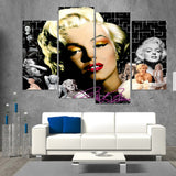 Marilyn Monroe Hollywood Celebrity Movie Actress Framed 4 Piece Canvas Wall Art Painting Wallpaper Decor Poster Picture Print