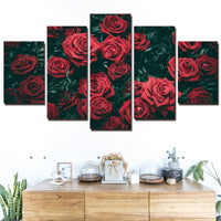 Flores de rosas rojas enmarcadas 5 piezas lienzo arte de la pared pintura papel tapiz póster imagen impresión foto decoración 