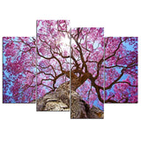 Árbol violeta enmarcado 4 piezas naturaleza lienzo arte de la pared pintura papel pintado decoración cartel imagen impresión 