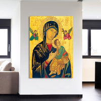 Virgin Mary & Jesus Christian Religion Faith Framed 1 Piece Canvas Wall Art Painting Wallpaper Poster Picture Print Photo Decor