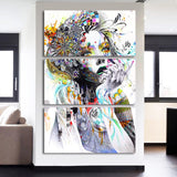 Colorida flor abstracta dama enmarcado 3 piezas lienzo arte de la pared pintura papel tapiz decoración cartel imagen impresión 