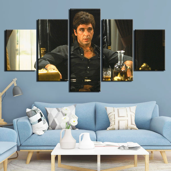 Al Pacino "Scarface" enmarcado 5 piezas película lienzo arte de la pared pintura papel tapiz póster imagen impresión foto decoración 