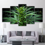 Marijuana Cannabis 420 Ganja Weed Plant Framed 5 Piece Canvas Wall Art Image Picture Wallpaper Mural Decoration Design Artwork Poster Decor Print Painting Photography