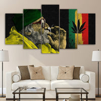 Weed Marihuana Ganja 420 Cannabis Viejo Fumando Enmarcado 5 Piezas Lienzo Arte de la Pared Imagen Papel Pintado Mural Arte Póster Decoración Impresión Pintura Fotografía 